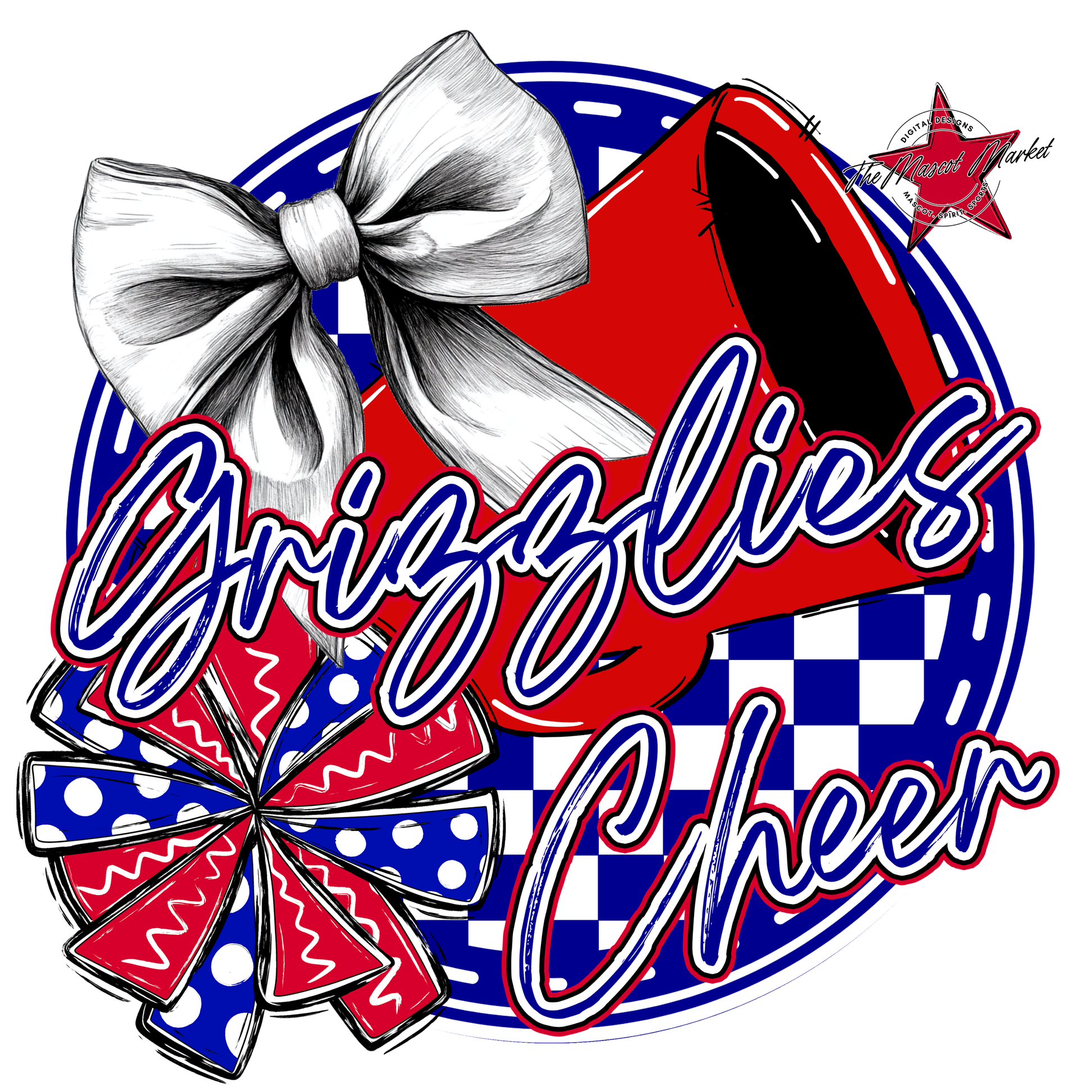 Grizzlies Circle Cheer Design-Blue-Red