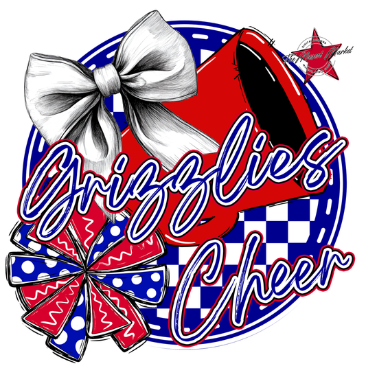 Grizzlies Circle Cheer Design-Blue-Red