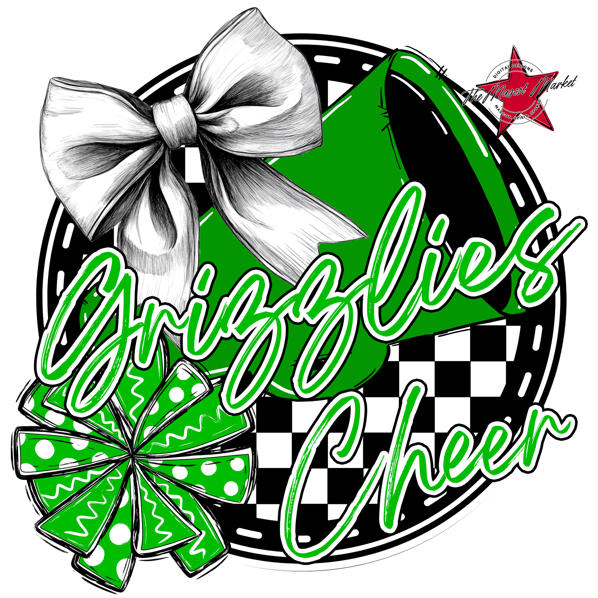 Grizzlies Circle Cheer Design-Bright Green