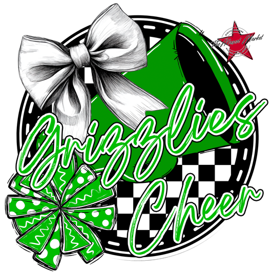 Grizzlies Circle Cheer Design-Bright Green