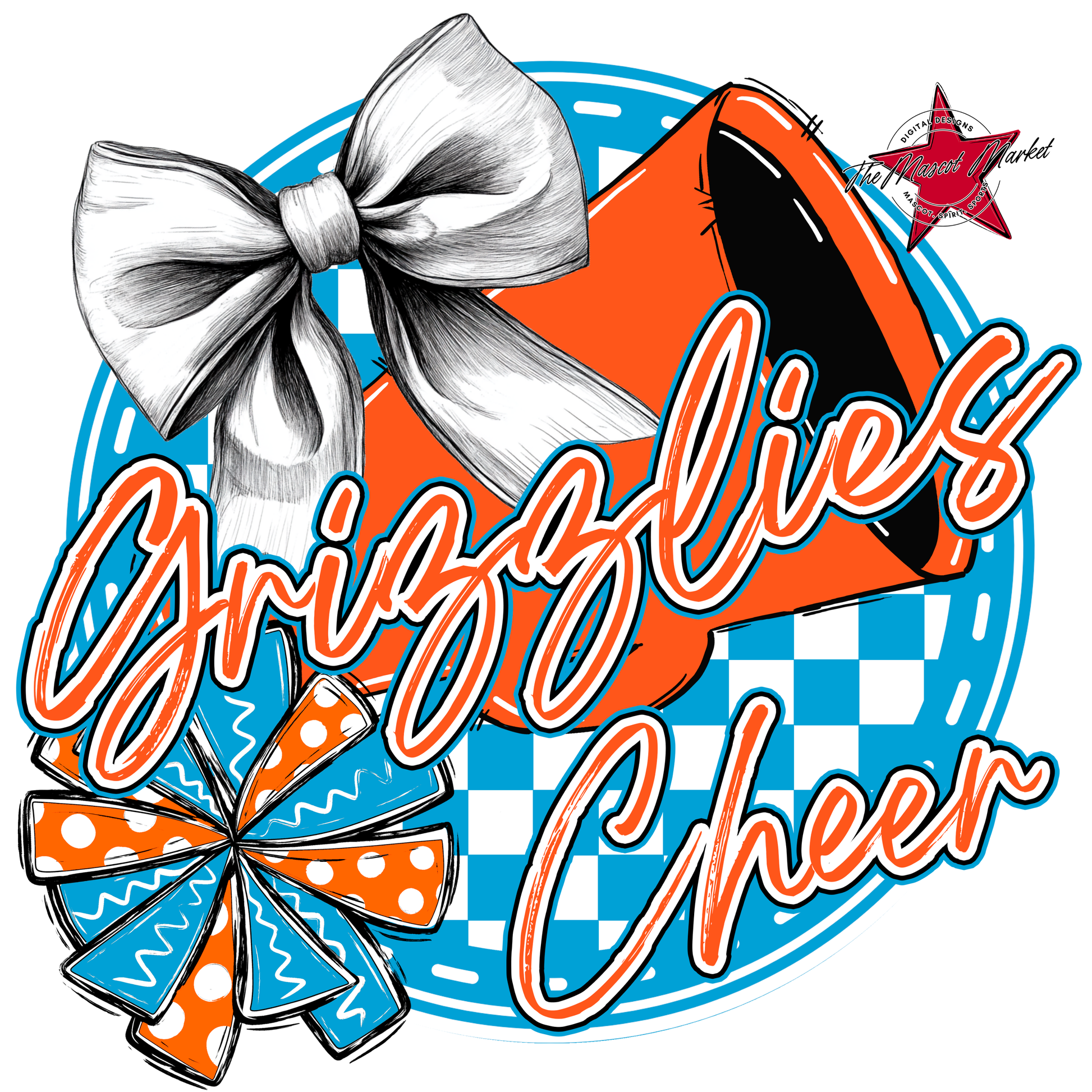 Grizzlies Circle Cheer Design-Carolina Blue-Orange
