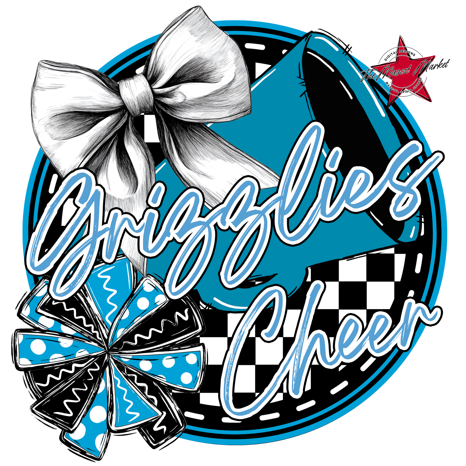 Grizzlies Circle Cheer Design-Carolina Blue