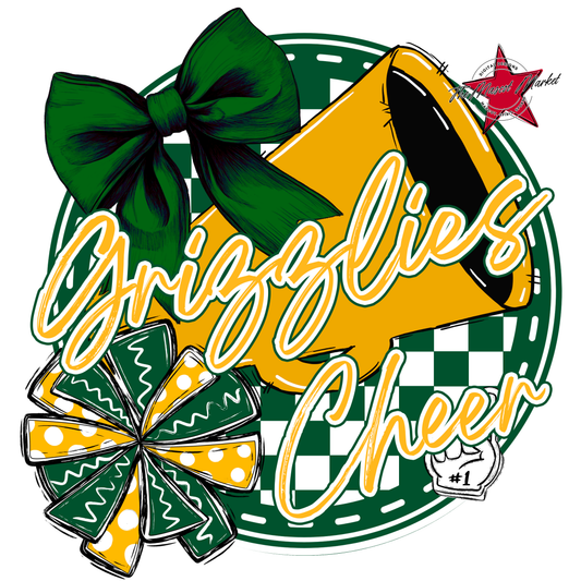 Grizzlies Circle Cheer Design-Green-Yellow