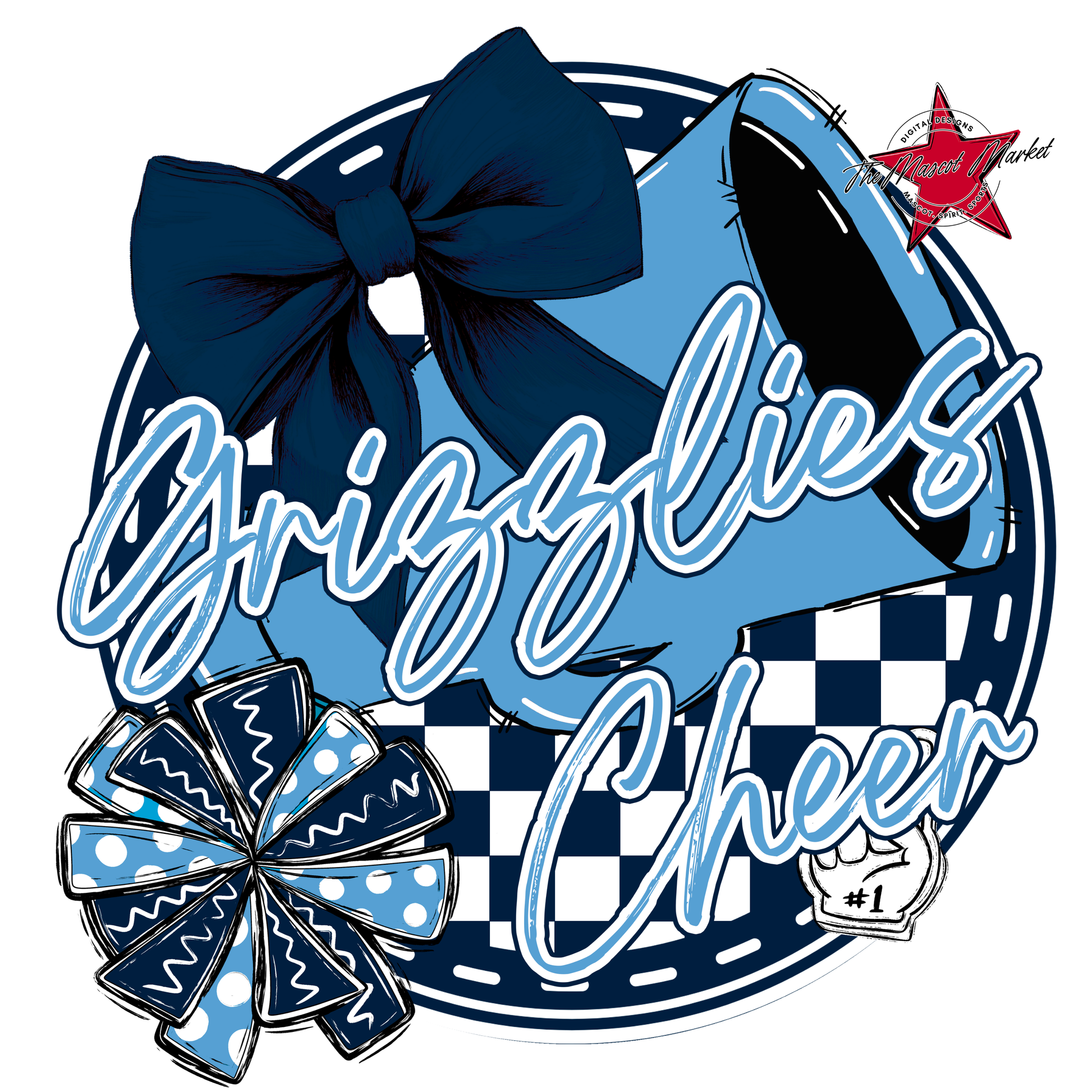 Grizzlies Circle Cheer Design-Navy-Carolina Blue