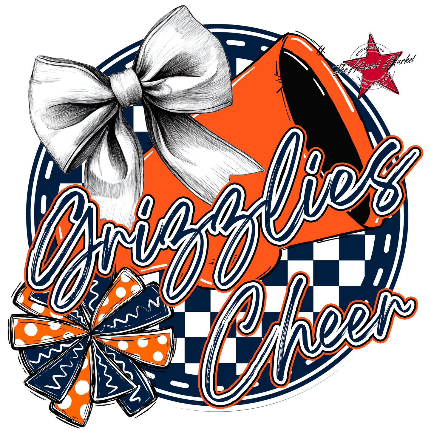 Grizzlies Circle Cheer Design-Navy-Orange