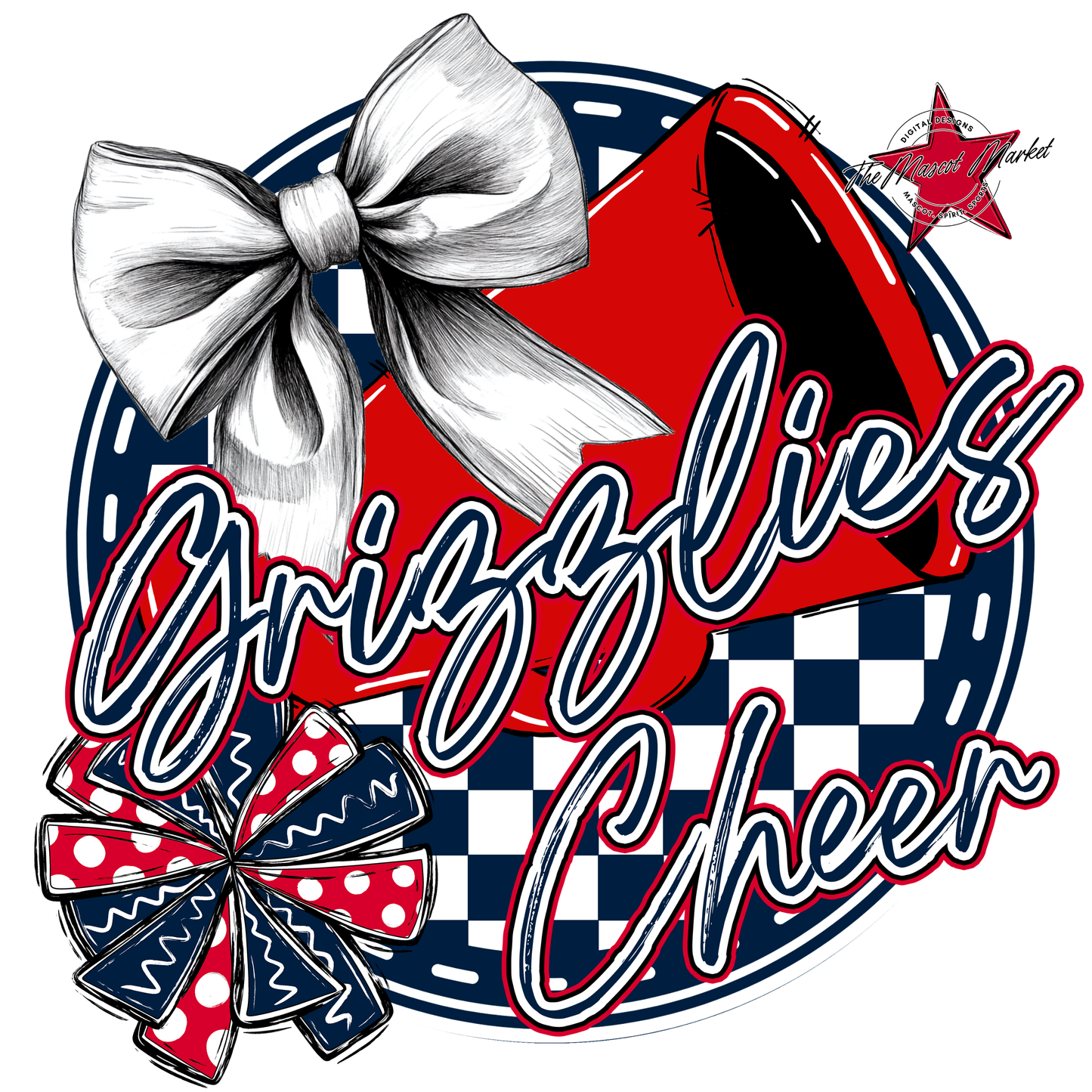 Grizzlies Circle Cheer Design-Navy-Red