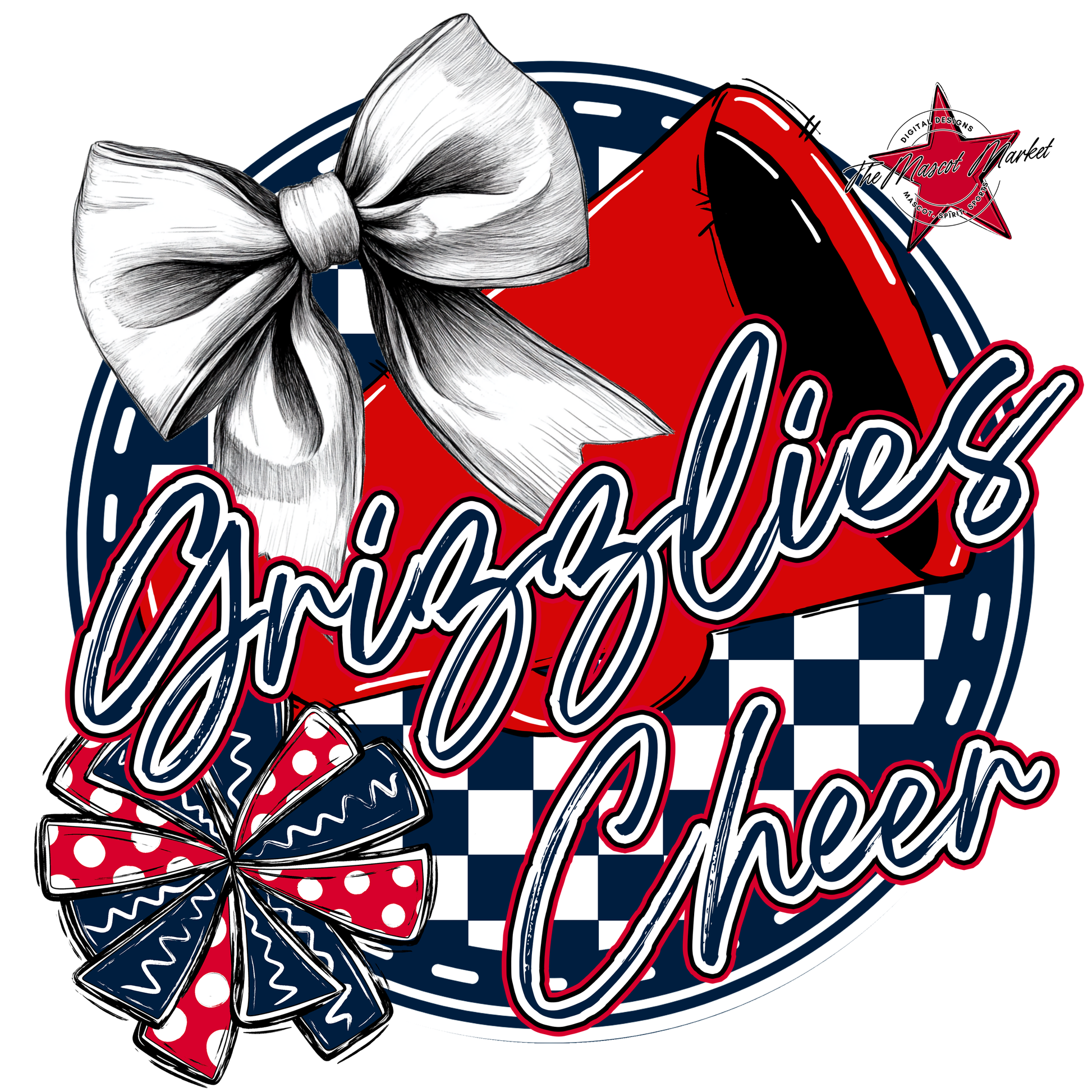 Grizzlies Circle Cheer Design-Navy-Red