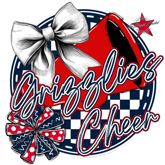 Grizzlies Circle Cheer Design-Navy-Red