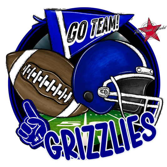 Grizzlies Circle Football Design-Blue