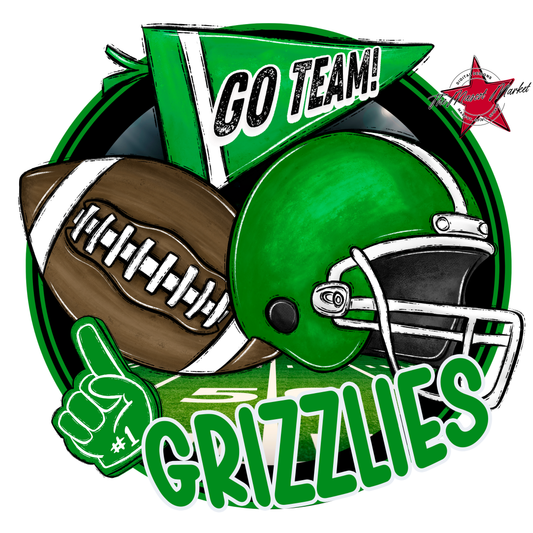 Grizzlies Circle Football Design-Bright Green
