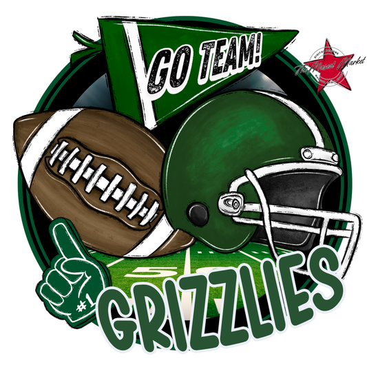 Grizzlies Circle Football Design-Green