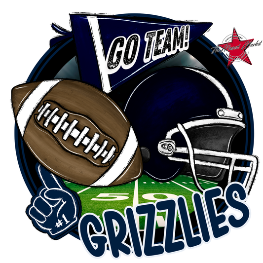 Grizzlies Circle Football Design-Navy