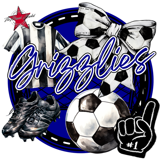 Grizzlies Circle Soccer Design-Blue
