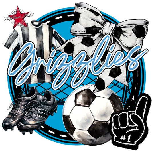 Grizzlies Circle Soccer Design-Carolina Blue