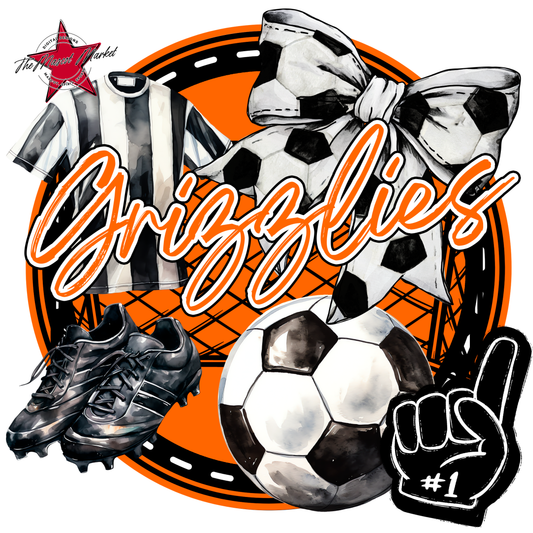 Grizzlies Circle Soccer Design-Orange