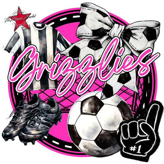 Grizzlies Circle Soccer Design-Pink