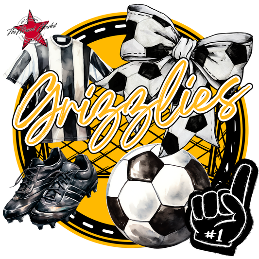Grizzlies Circle Soccer Design-Yellow