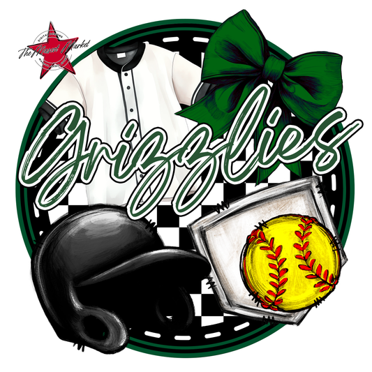 Grizzlies Circle Softball Design-Green
