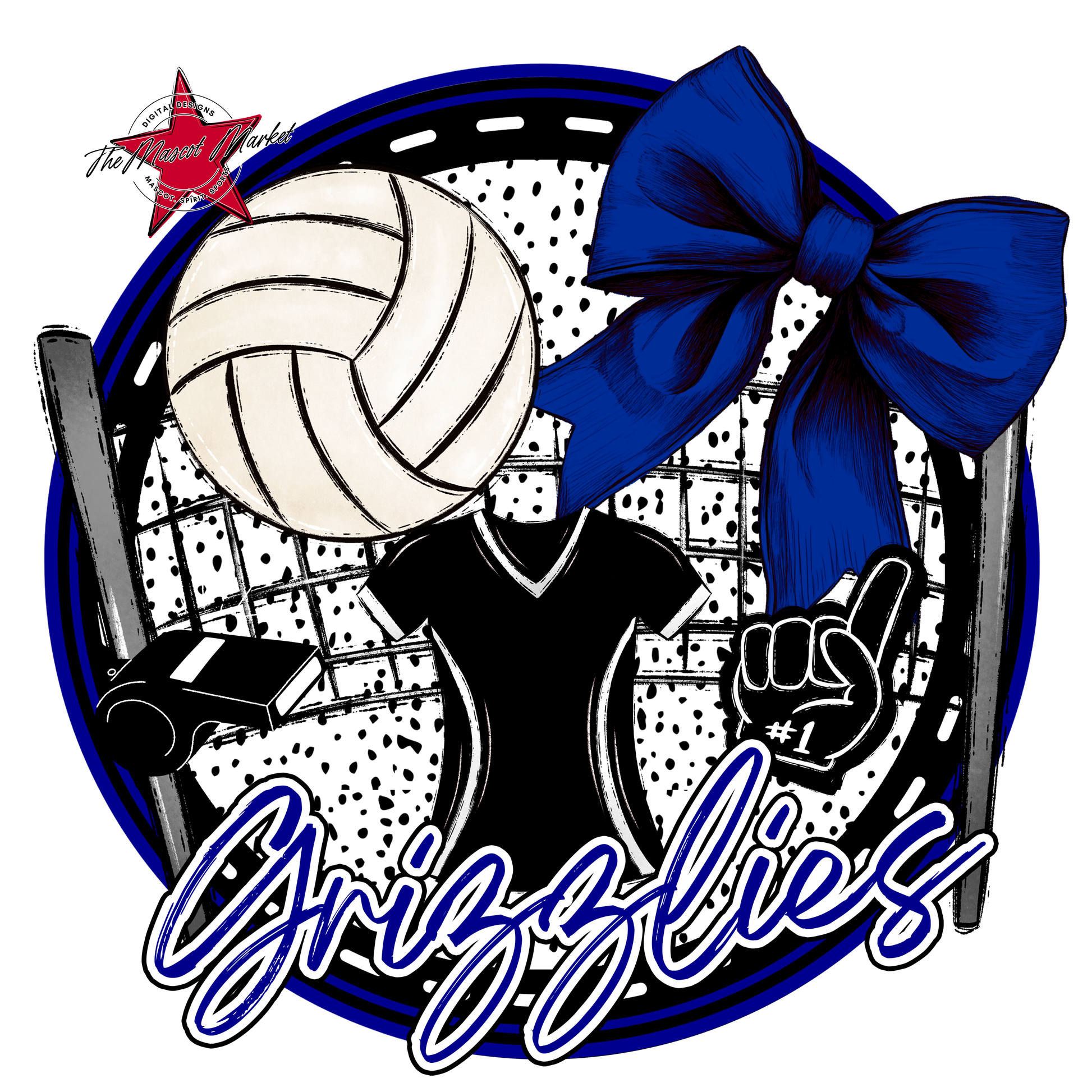Grizzlies Circle Volleyball Design-Blue