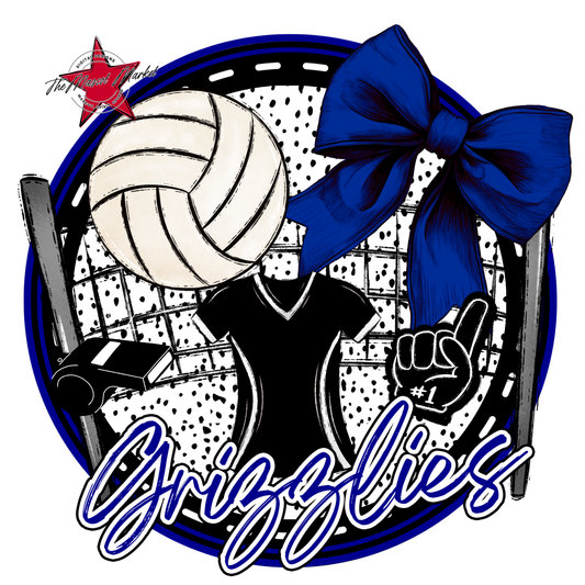 Grizzlies Circle Volleyball Design-Blue