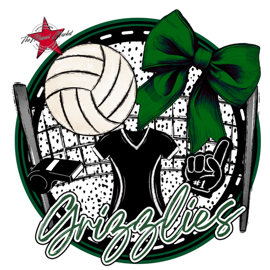 Grizzlies Circle Volleyball Design-Green