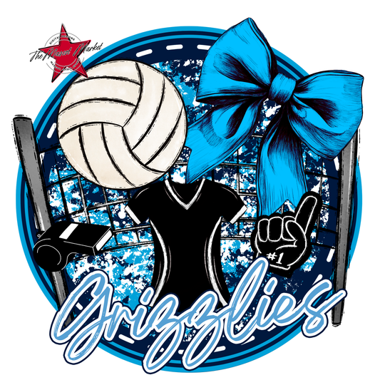 Grizzlies Circle Volleyball Design-Navy-Carolina Blue