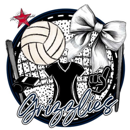 Grizzlies Circle Volleyball Design-Navy