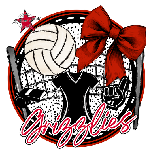 Grizzlies Circle Volleyball Design-Red