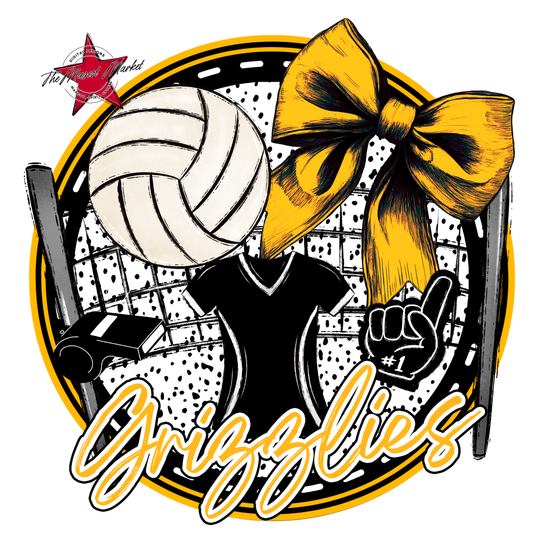 Grizzlies Circle Volleyball Design-Yellow