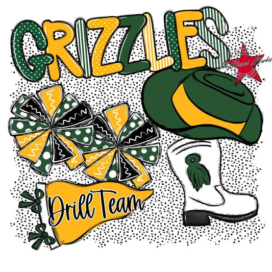 Grizzlies Drillteam Spirit-Green & Yellow
