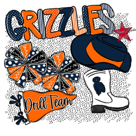 Grizzlies Drillteam Spirit-Navy & Orange