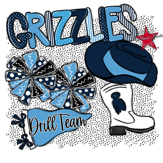 Grizzlies Drillteam Spirit-Navy & Carolina Blue