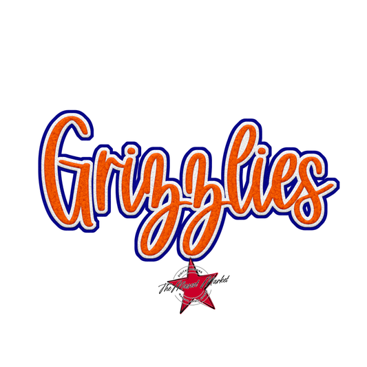 Grizzlies Faux Chenille Patch-Blue-Orange