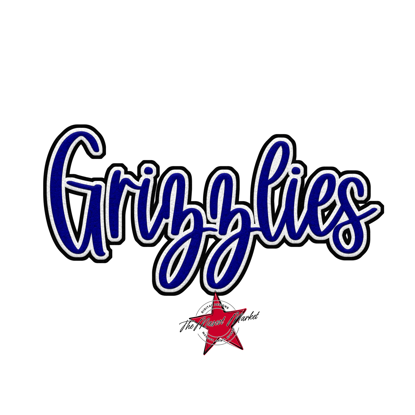 Grizzlies Faux Chenille Patch-Blue