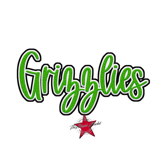 Grizzlies Faux Chenille Patch-Bright Green