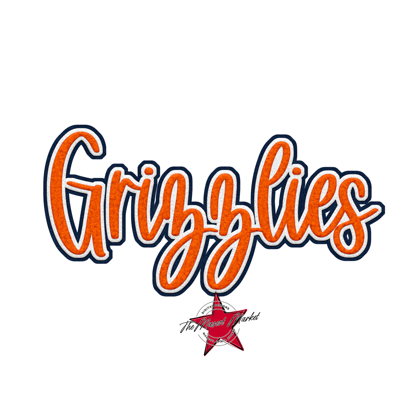 Grizzlies Faux Chenille Patch-Orange