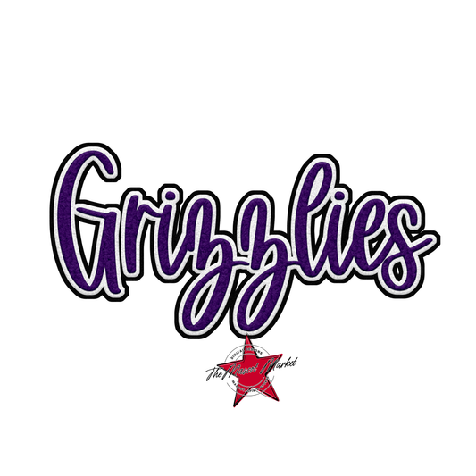 Grizzlies Faux Chenille Patch-Purple
