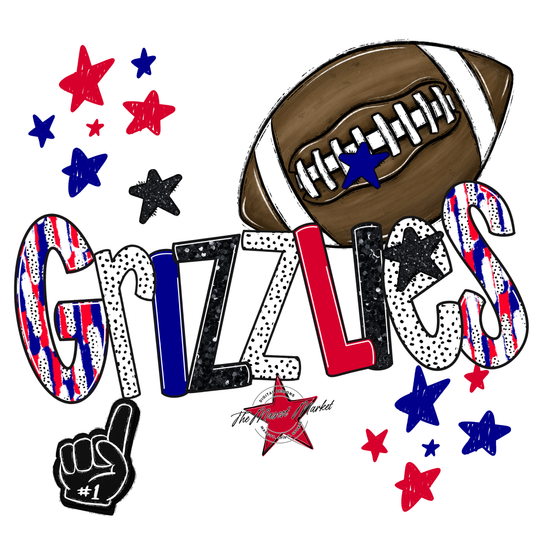 Grizzlies Football Scrape-Blue-Red