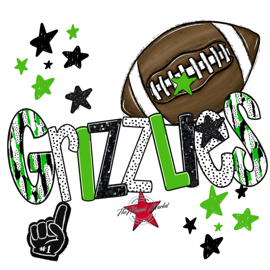 Grizzlies Football Scrape-Bright Green