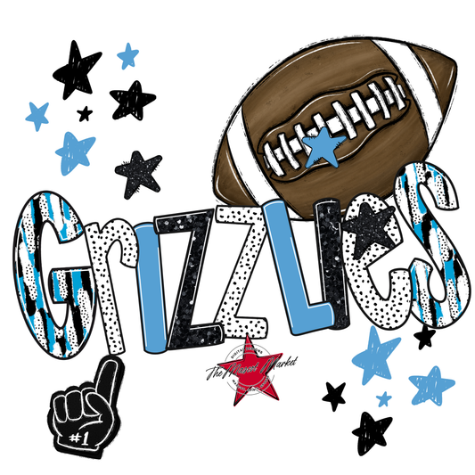 Grizzlies Football Scrape-Carolina Blue
