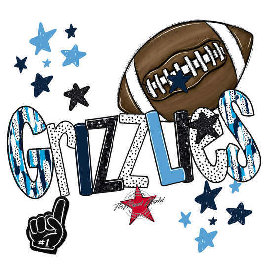 Grizzlies Football Scrape-Navy-Carolina Blue