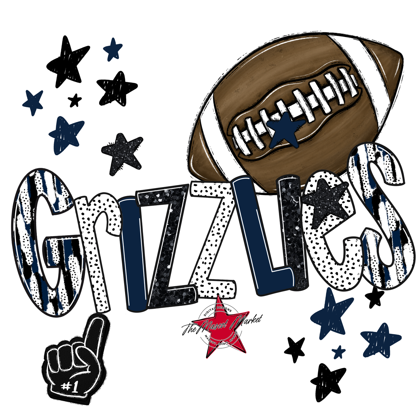 Grizzlies Football Scrape-Navy