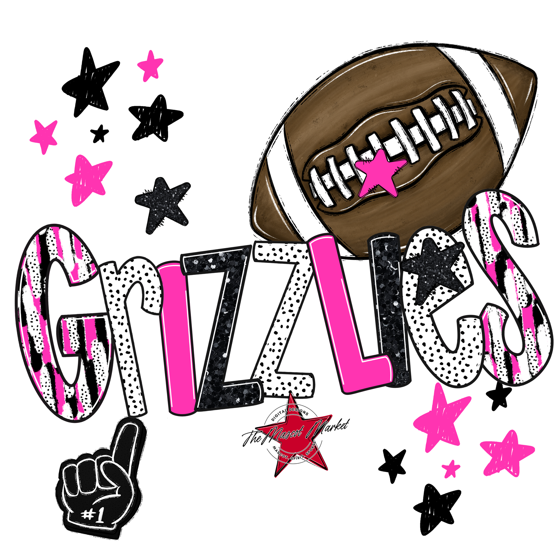 Grizzlies Football Scrape-Pink