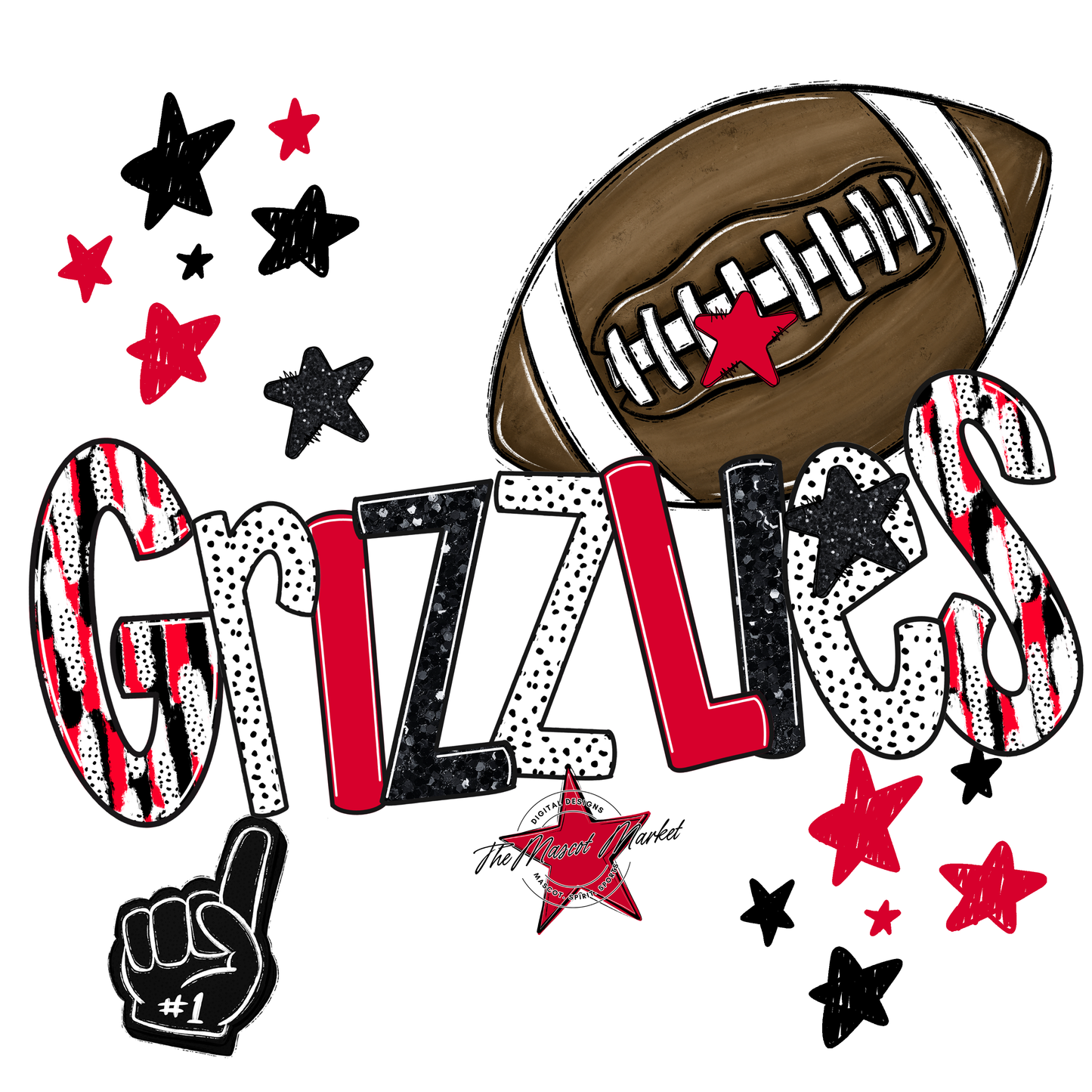 Grizzlies Football Scrape-Red