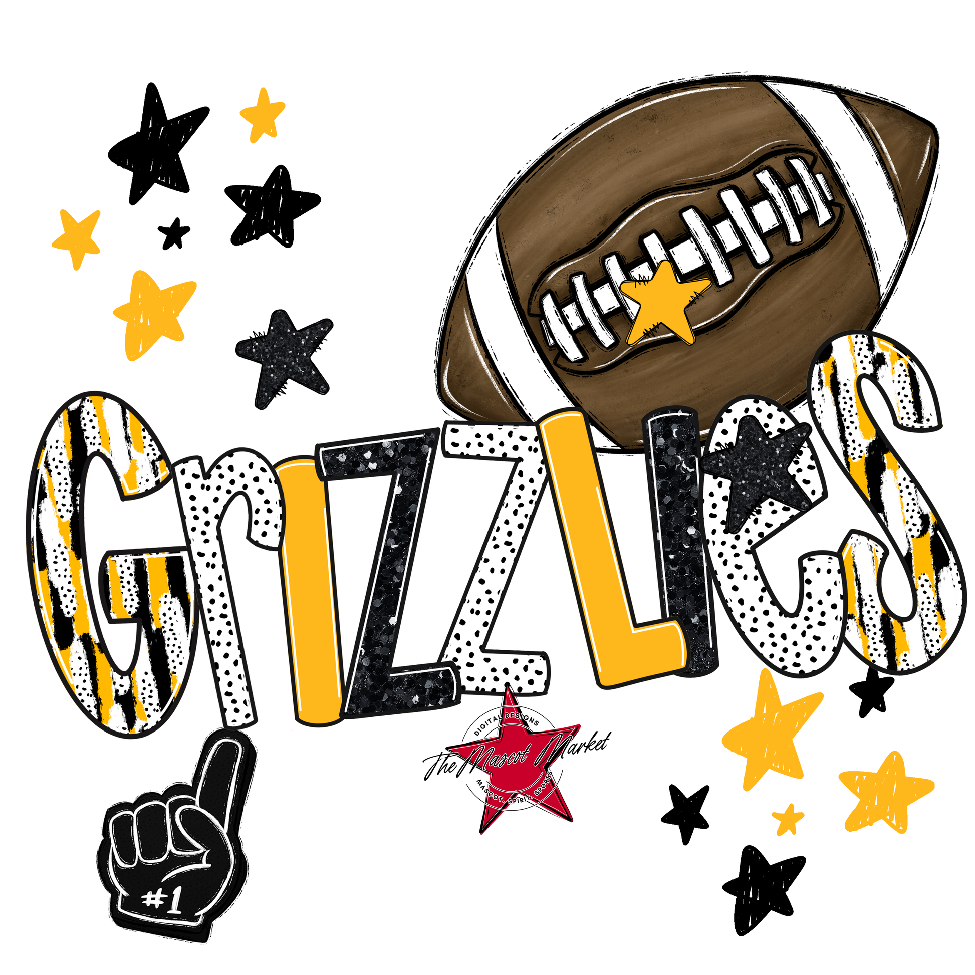 Grizzlies Football Scrape-Yellow