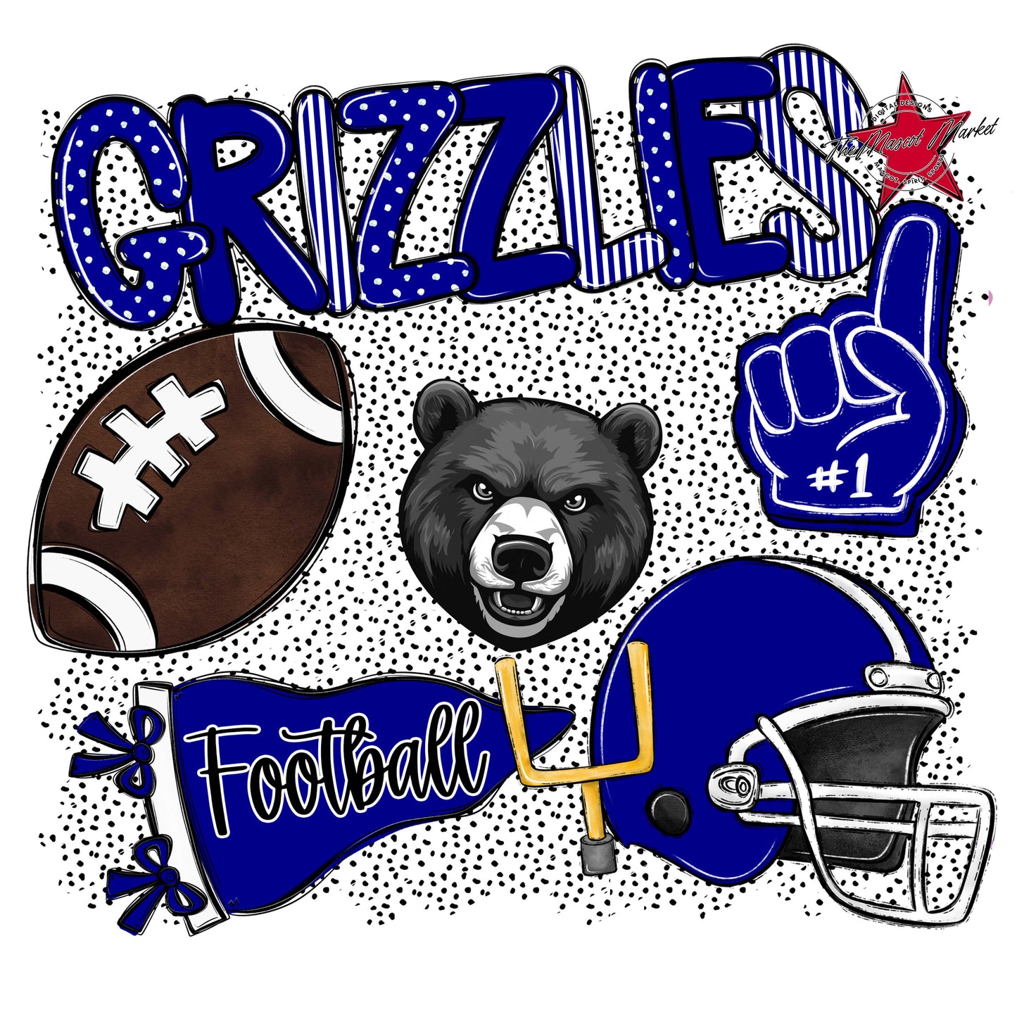 Grizzlies Football Spirit-Blue