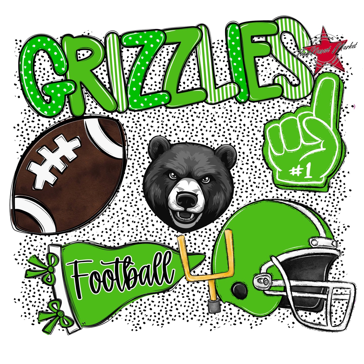 Grizzlies Football Spirit-Bright Green