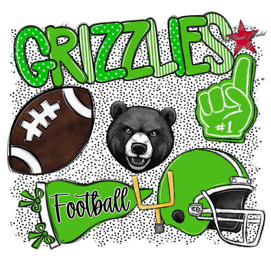 Grizzlies Football Spirit-Bright Green
