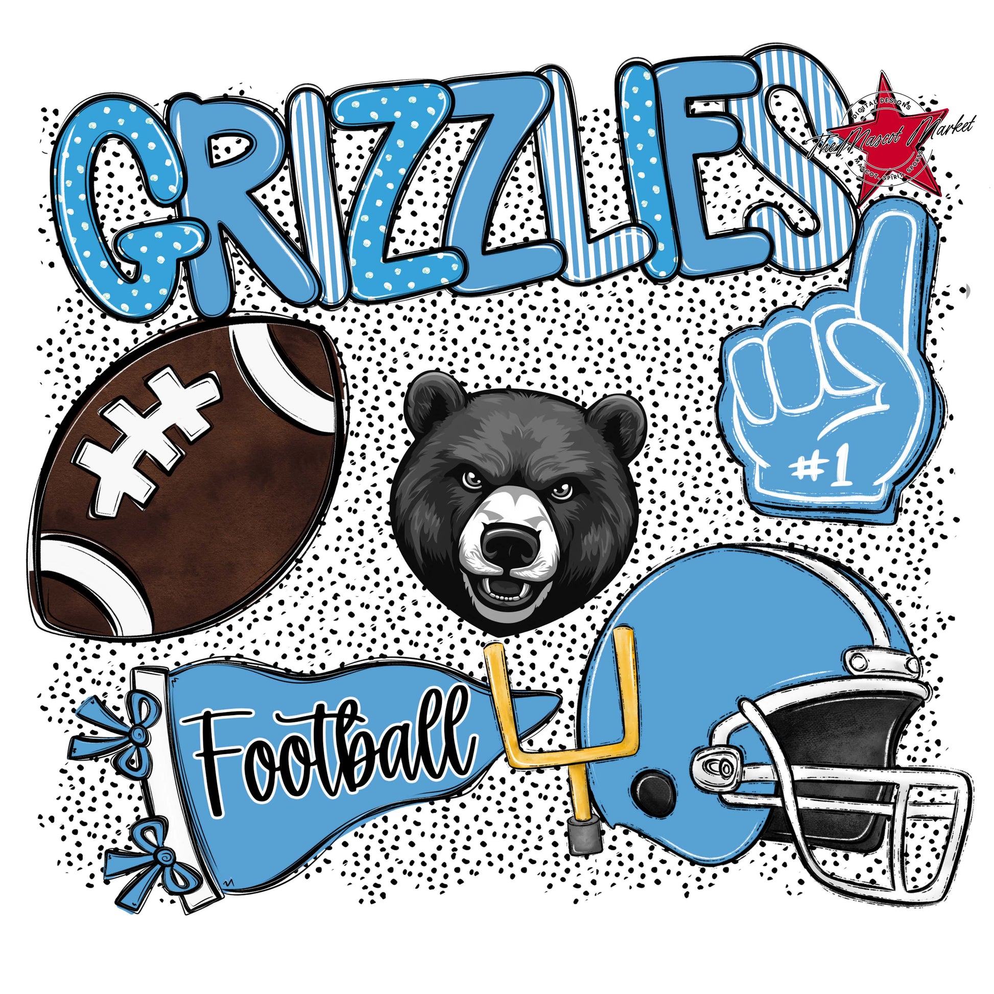 Grizzlies Football Spirit-Carolina Blue