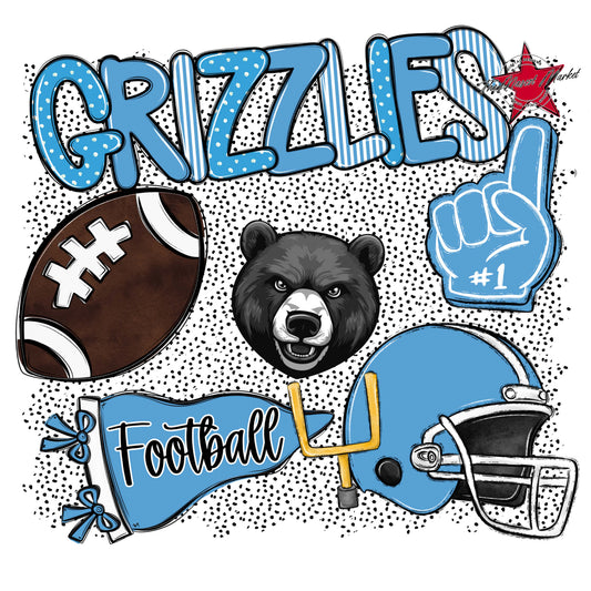Grizzlies Football Spirit-Carolina Blue